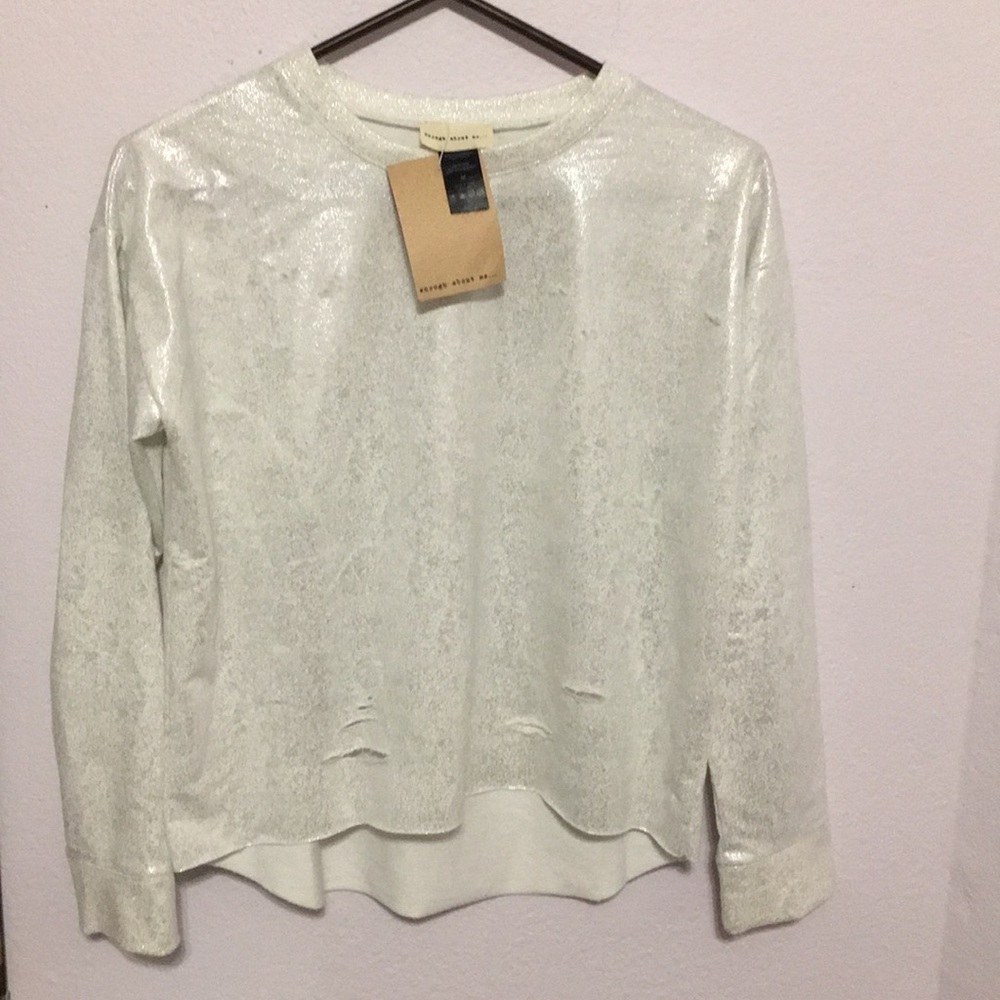 enough about me NWT distressed sparkle sweatshirt Medium